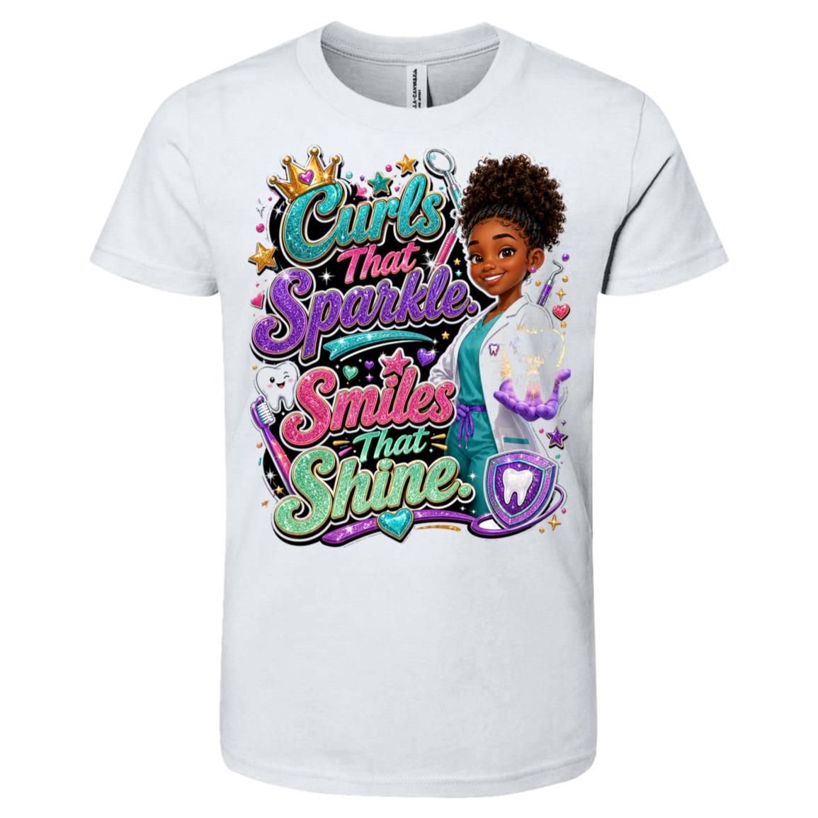 Dentist career tee for girls Ages 10-12 with natural hair pride by Riley's Way