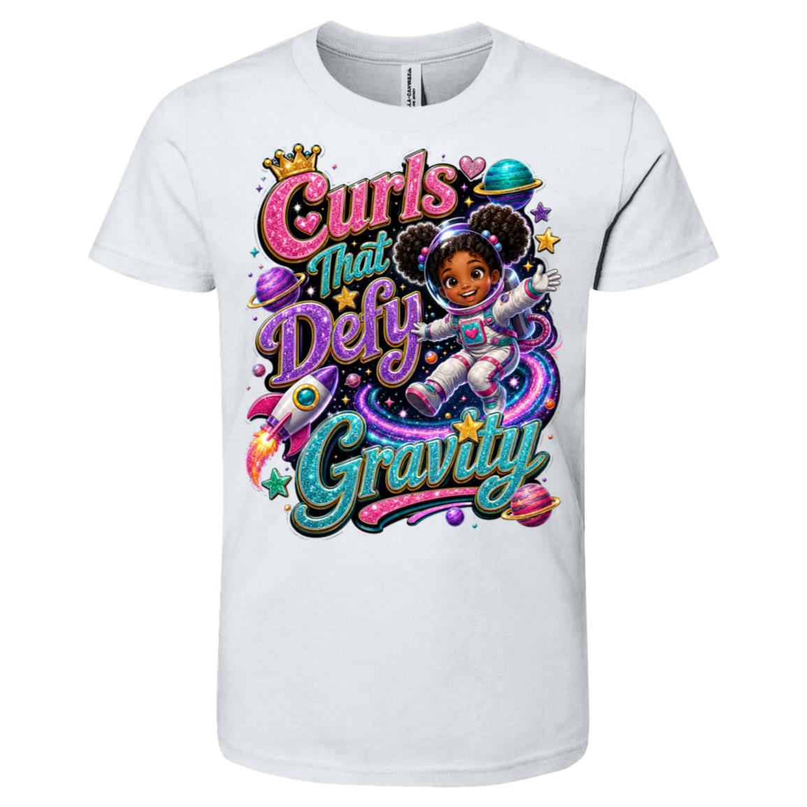 Astronaut career tee for girls Ages 6-9 with natural hair pride by Riley's Way