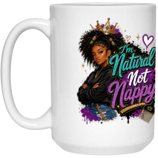 Natural Not Nappy Riley's Way white mug artwork for Ages 13-16