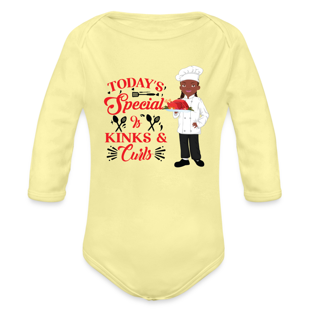 Master Chef Organic Long Sleeve Baby Bodysuit - washed yellow