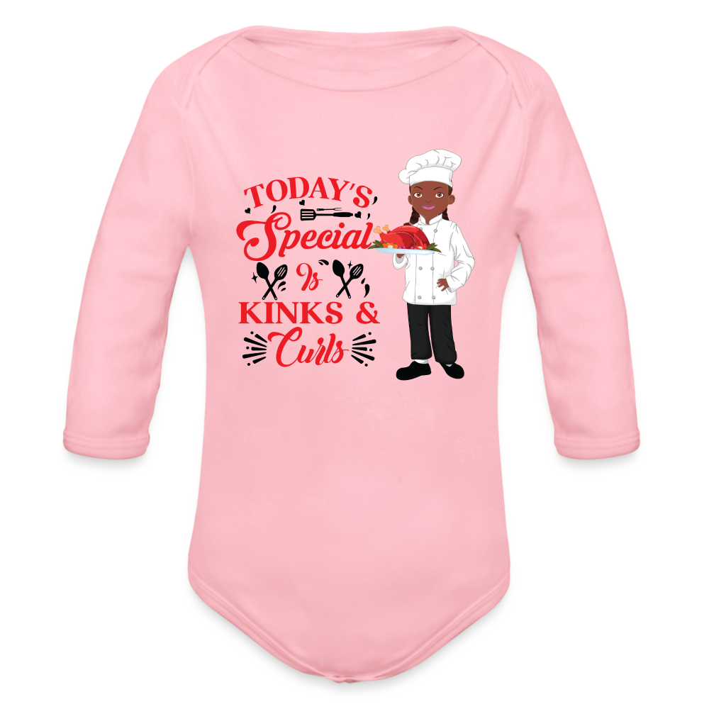 Master Chef Organic Long Sleeve Baby Bodysuit - light pink