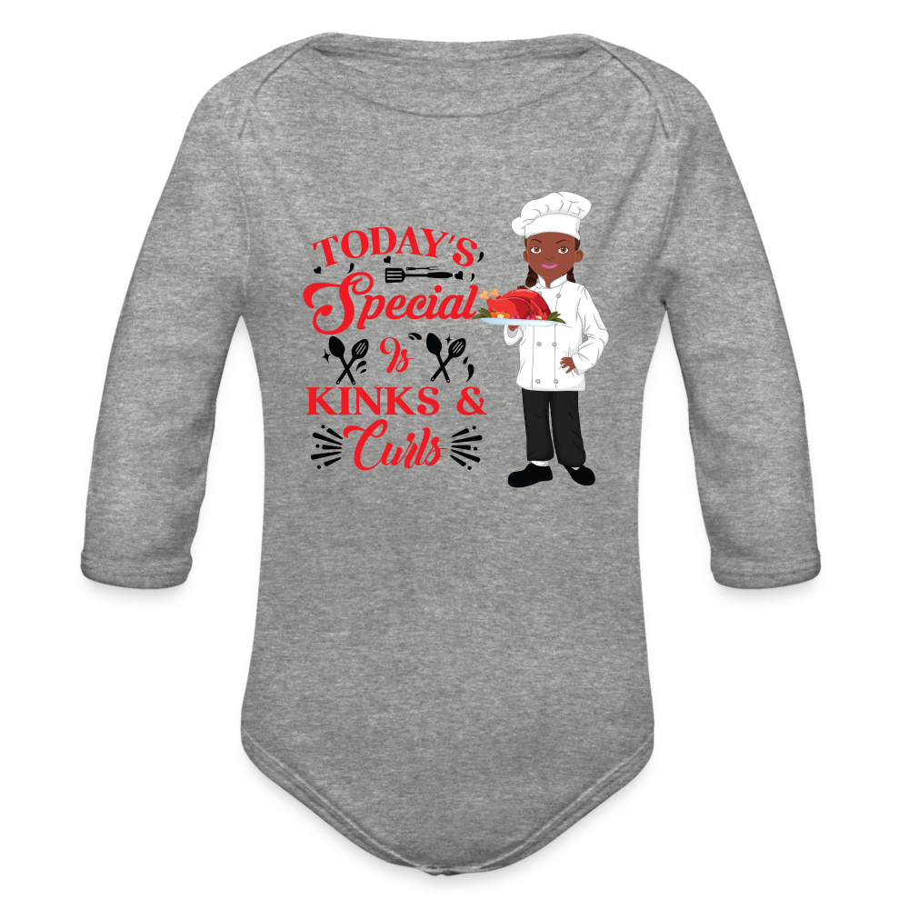 Master Chef Organic Long Sleeve Baby Bodysuit - heather grey