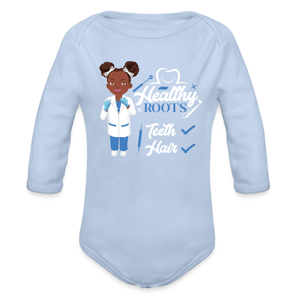 Dentist Organic Long Sleeve Baby Bodysuit - sky