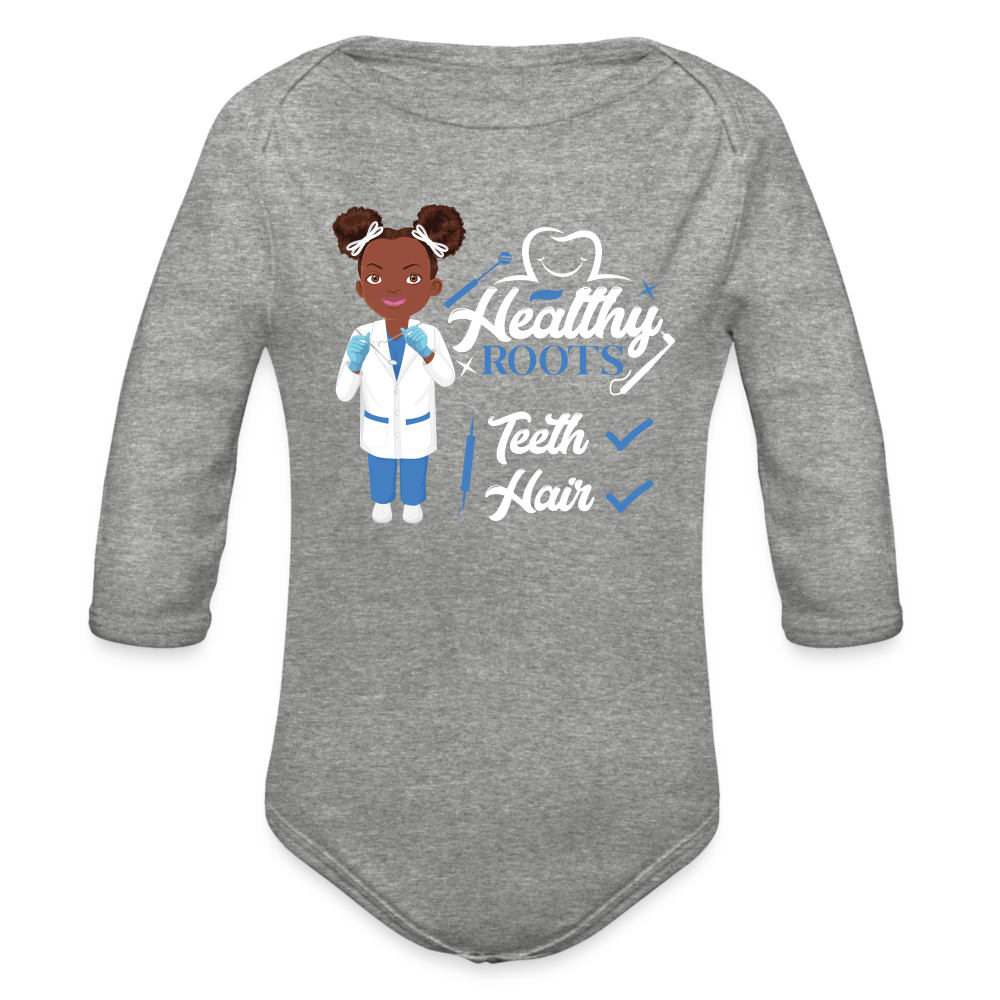 Dentist Organic Long Sleeve Baby Bodysuit - heather grey