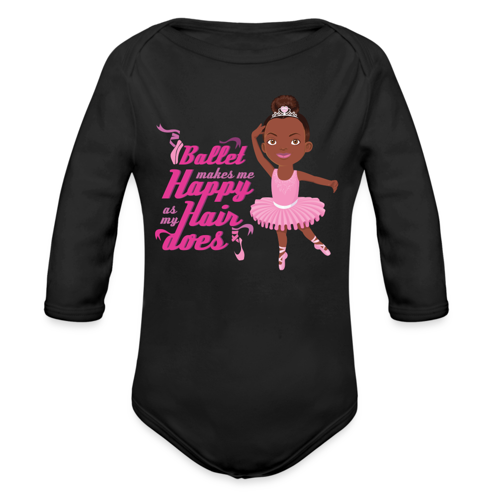 Ballerina Organic Long Sleeve Baby Bodysuit - black