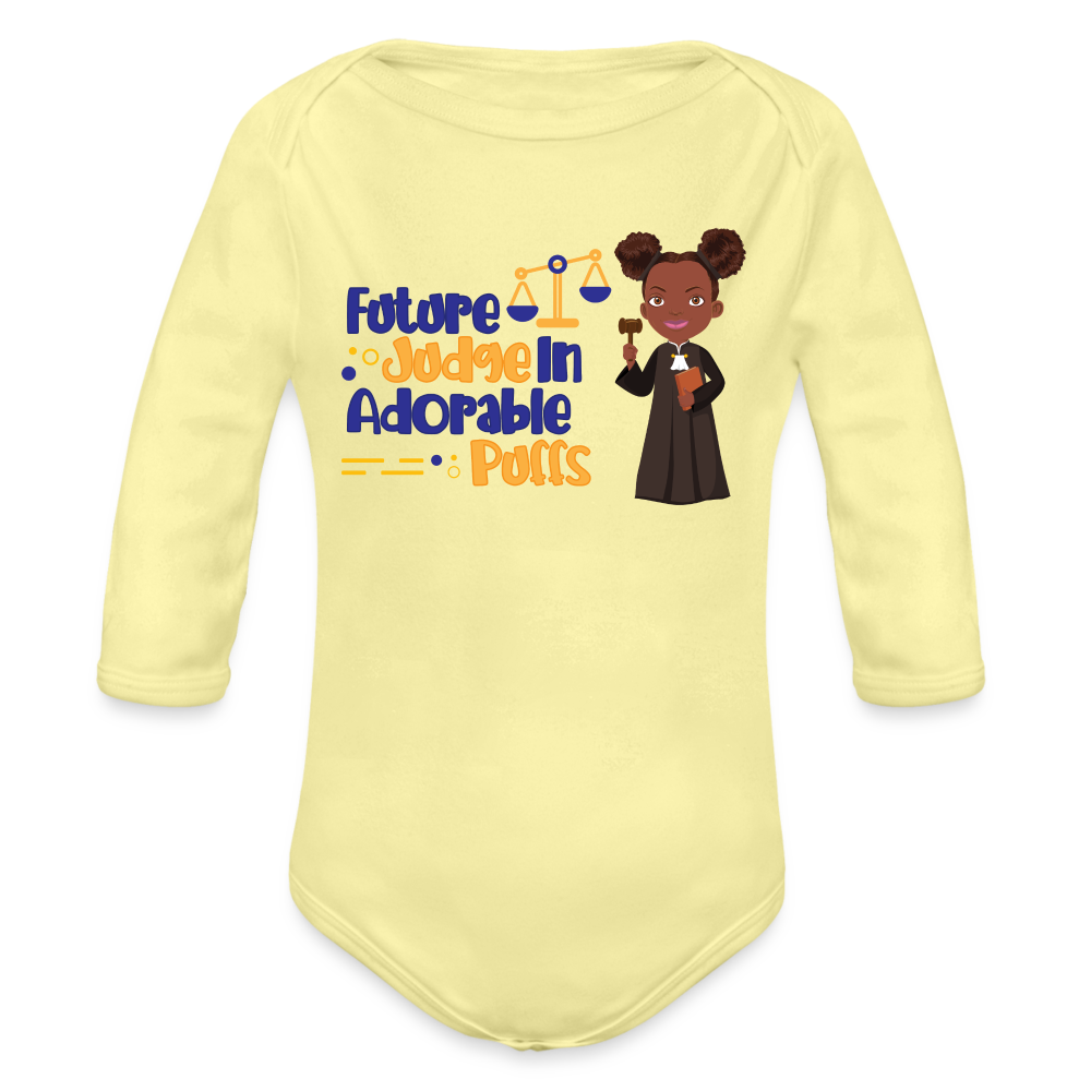 Organic Long Sleeve Baby Bodysuit - washed yellow