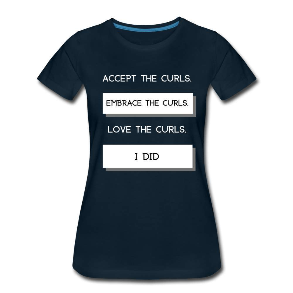 Accept The Curls Youth/Women T-Shirt (White Print)-Riley's Way-Girls Clothes,Girls T-shirts,Shop,T-Shirts,Women,Women T shirts,Youth/Women