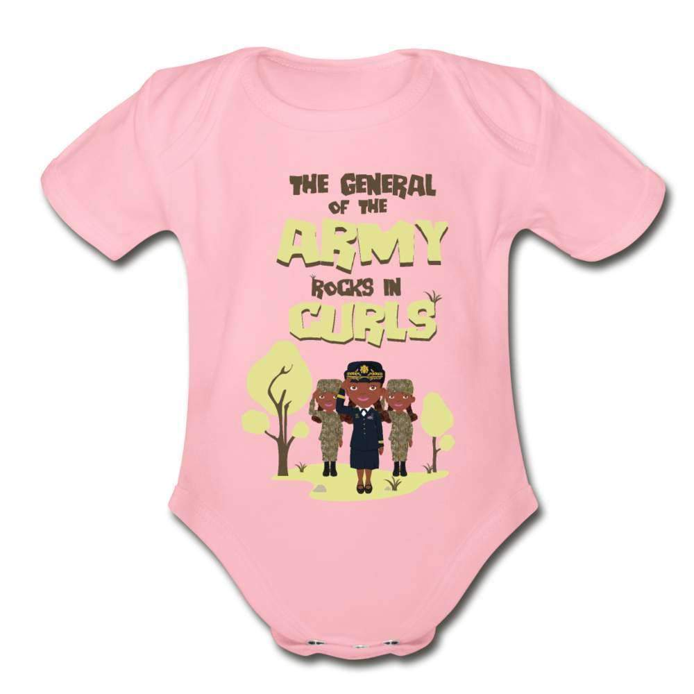 The Army in Curls Organic Short Sleeve Baby Bodysuit-SPOD-Armed Forces with Awesome Hair,Army,Baby Bodysuits,Career T shirts and Onesies,Girls Clothes,infant,Infants,Kids & Babies,Shop,SPOD
