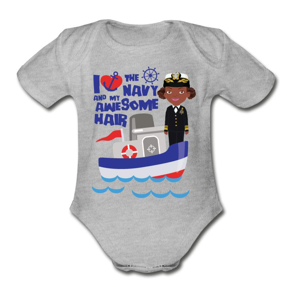 I Love the Navy and My Awesome Hair Organic Short Sleeve Baby Bodysuit-SPOD-Armed Forces with Awesome Hair,Baby Bodysuits,Career T shirts and Onesies,Girls Clothes,infant,Infants,Kids & Babies,navy awesome,Shop,SPOD