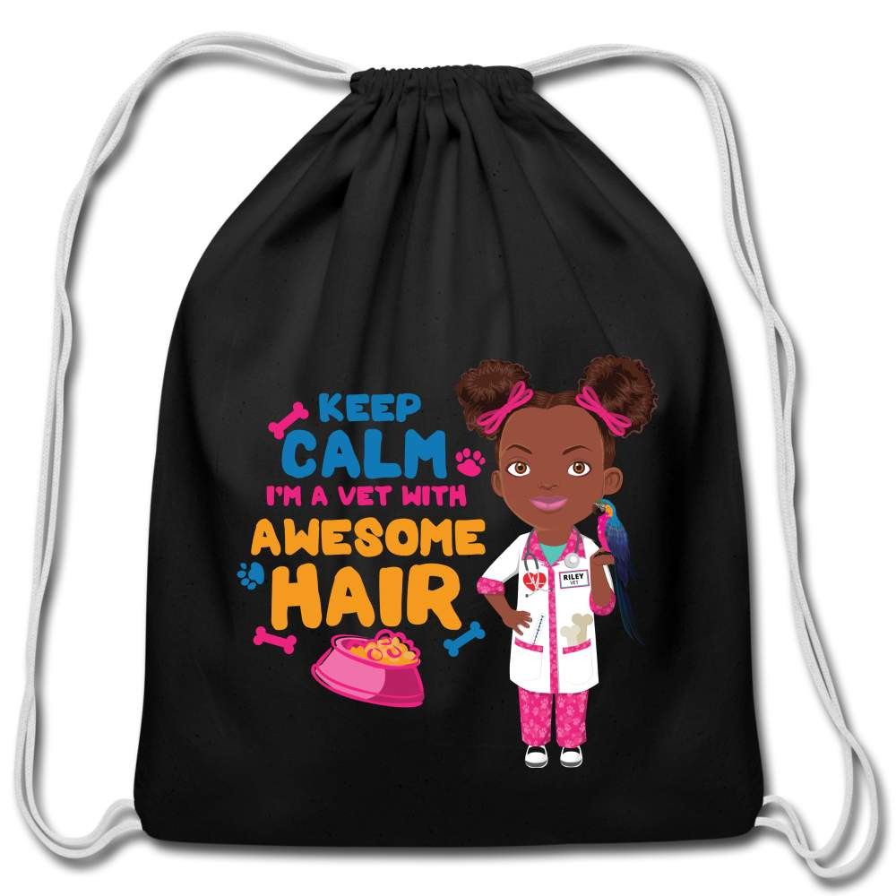 Veterinarian Cotton Drawstring Bag - black