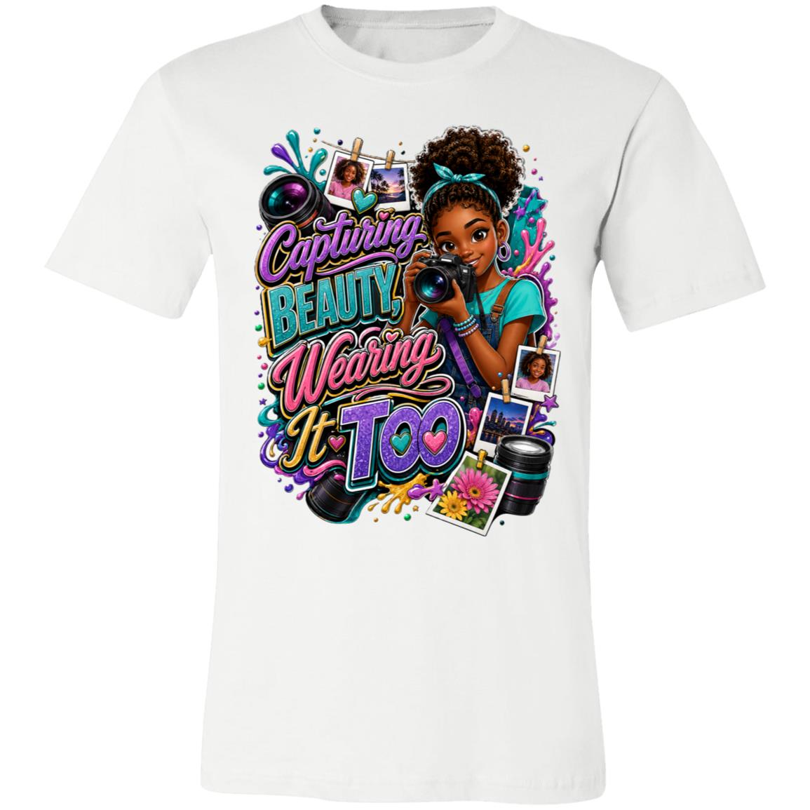 Photographer career tee for girls Ages 13-16 with natural hair pride by Riley's Way