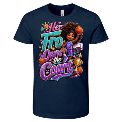 Basketball career tee for girls Ages 10-12 with natural hair pride by Riley's Way