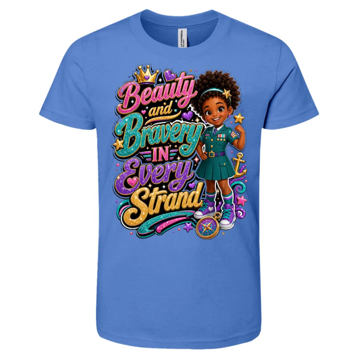 Marine career tee for girls Ages 6-9 with natural hair pride by Riley's Way