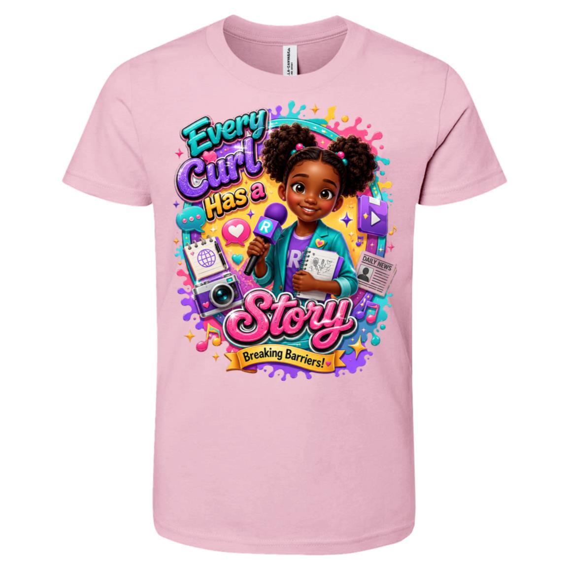 Journalist career tee for girls Ages 6-9 with natural hair pride by Riley's Way