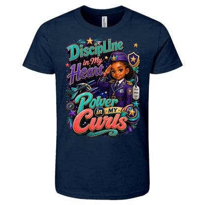Army career tee for girls Ages 6-9 with natural hair pride by Riley's Way