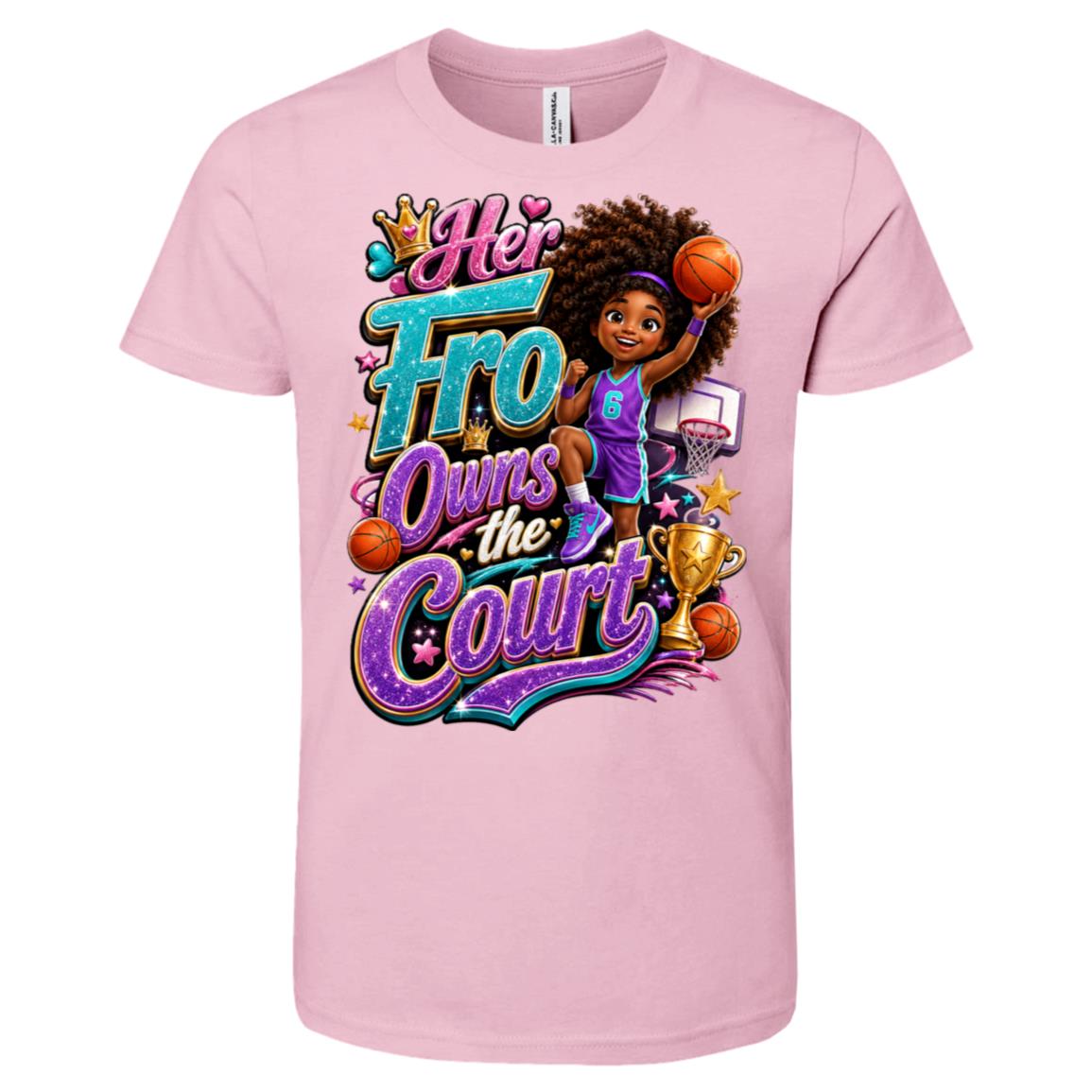 Basketball career tee for girls Ages 10-12 with natural hair pride by Riley's Way