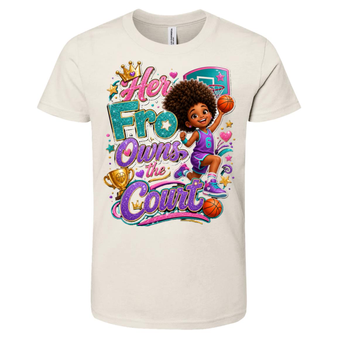 Basketball career tee for girls Ages 6-9 with natural hair pride by Riley's Way