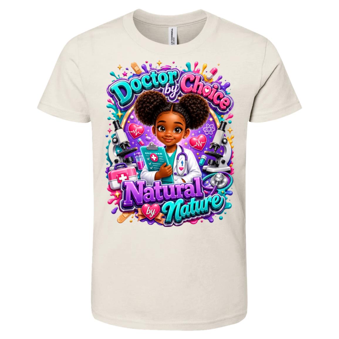 Doctor career tee for girls Ages 6-9 with natural hair pride by Riley's Way