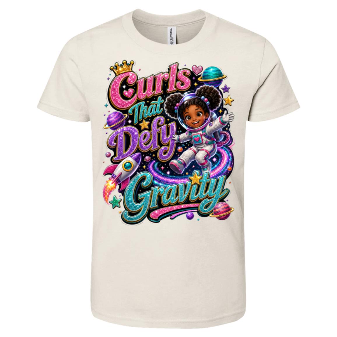 Astronaut career tee for girls Ages 6-9 with natural hair pride by Riley's Way
