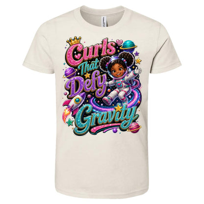 Astronaut career tee for girls Ages 6-9 with natural hair pride by Riley's Way