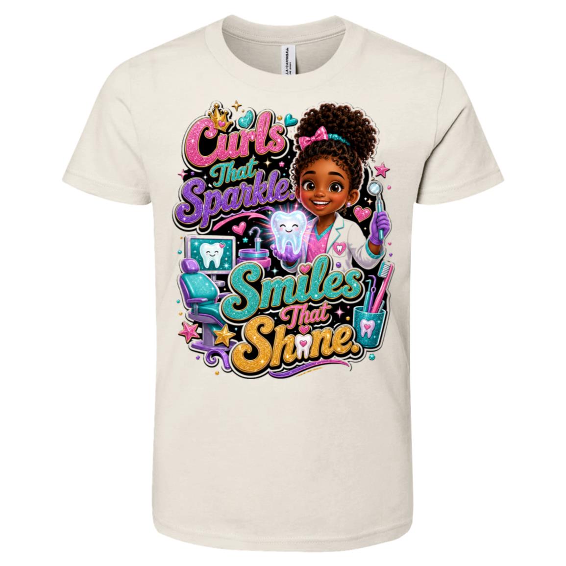 Dentist career tee for girls Ages 6-9 with natural hair pride by Riley's Way