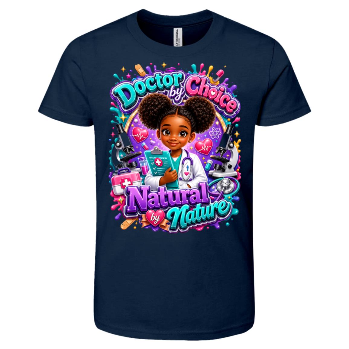 Doctor career tee for girls Ages 6-9 with natural hair pride by Riley's Way