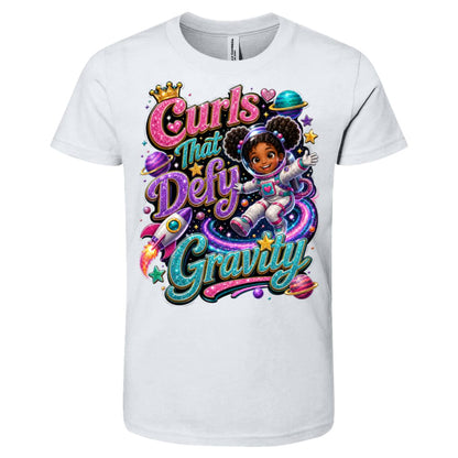 Astronaut career tee for girls Ages 6-9 with natural hair pride by Riley's Way