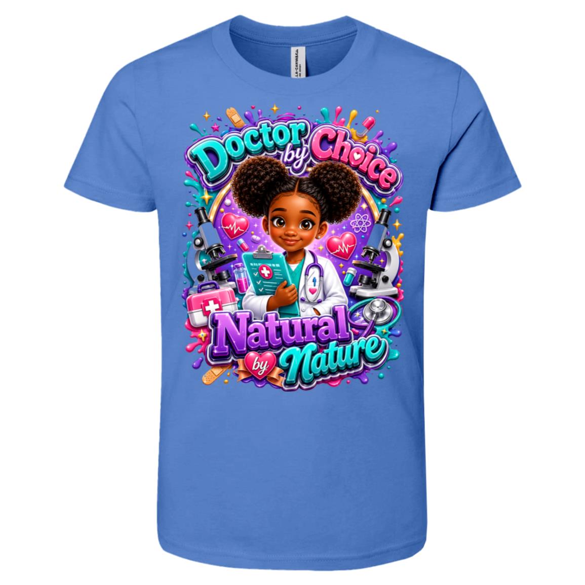 Doctor career tee for girls Ages 6-9 with natural hair pride by Riley's Way
