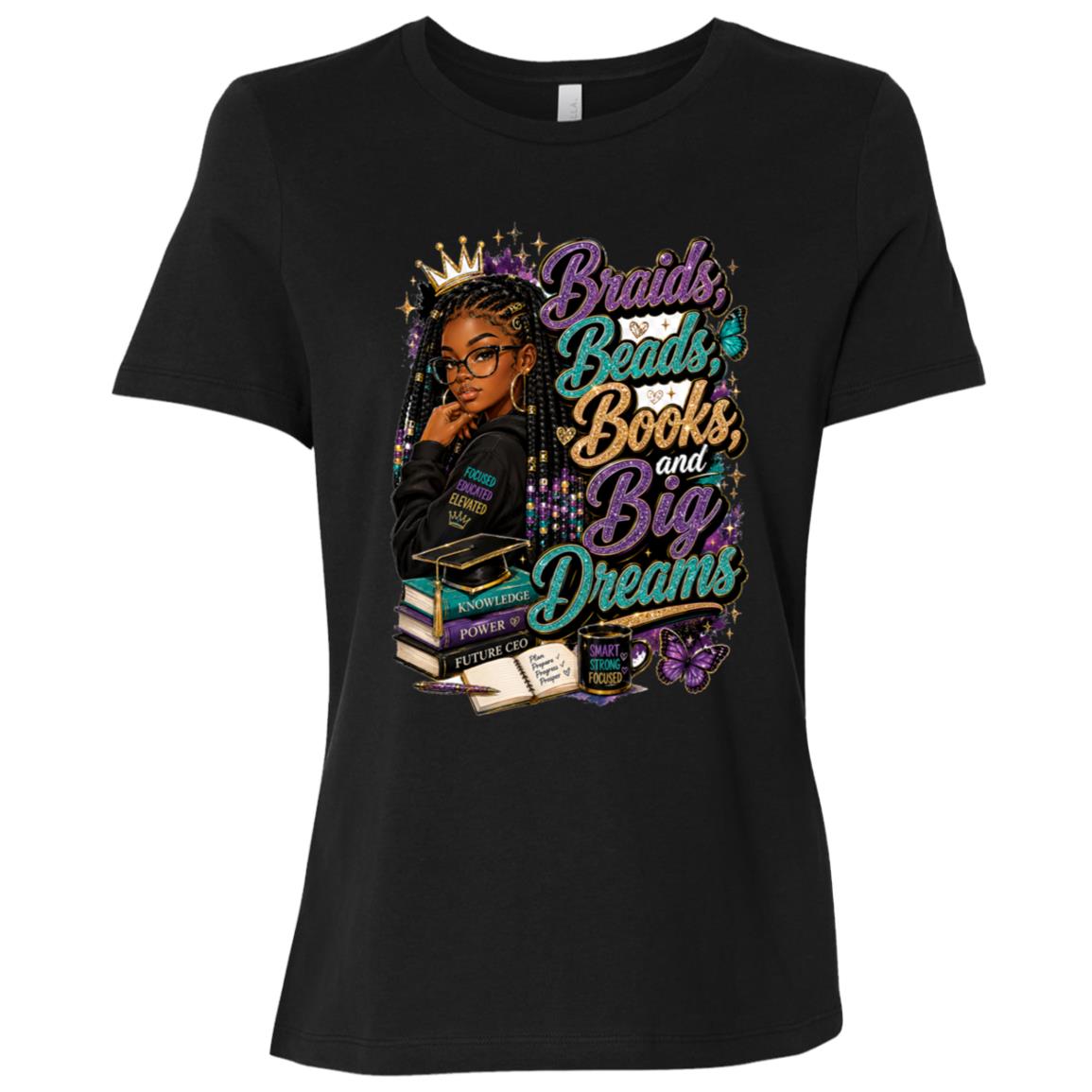 Braids, Beads, Books, and Big Dreams Riley's Way natural hair tee artwork