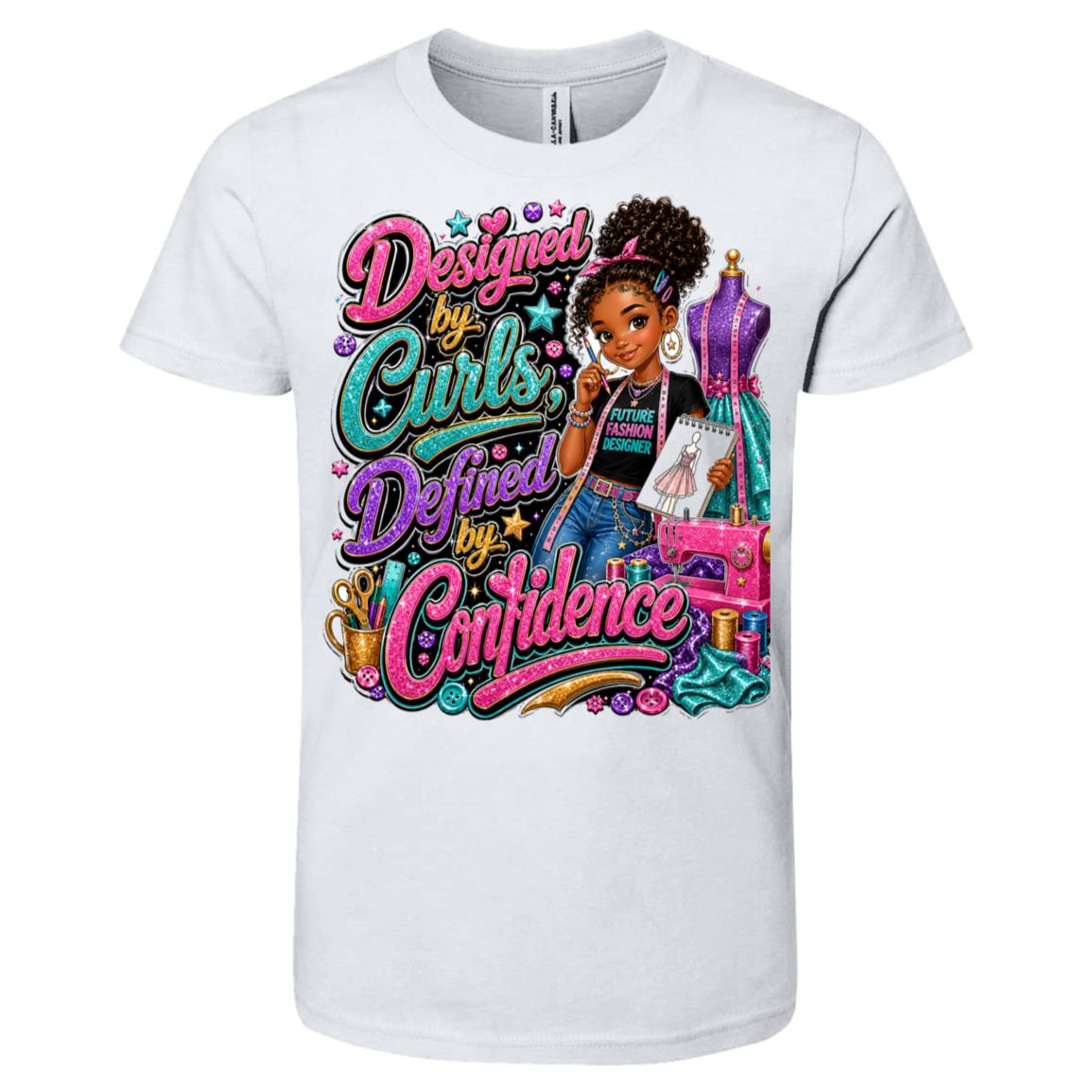 Fashion Designer career tee for girls Ages 10-12 with natural hair pride by Riley's Way