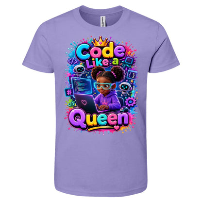 Coder career tee for girls Ages 6-9 with natural hair pride by Riley's Way