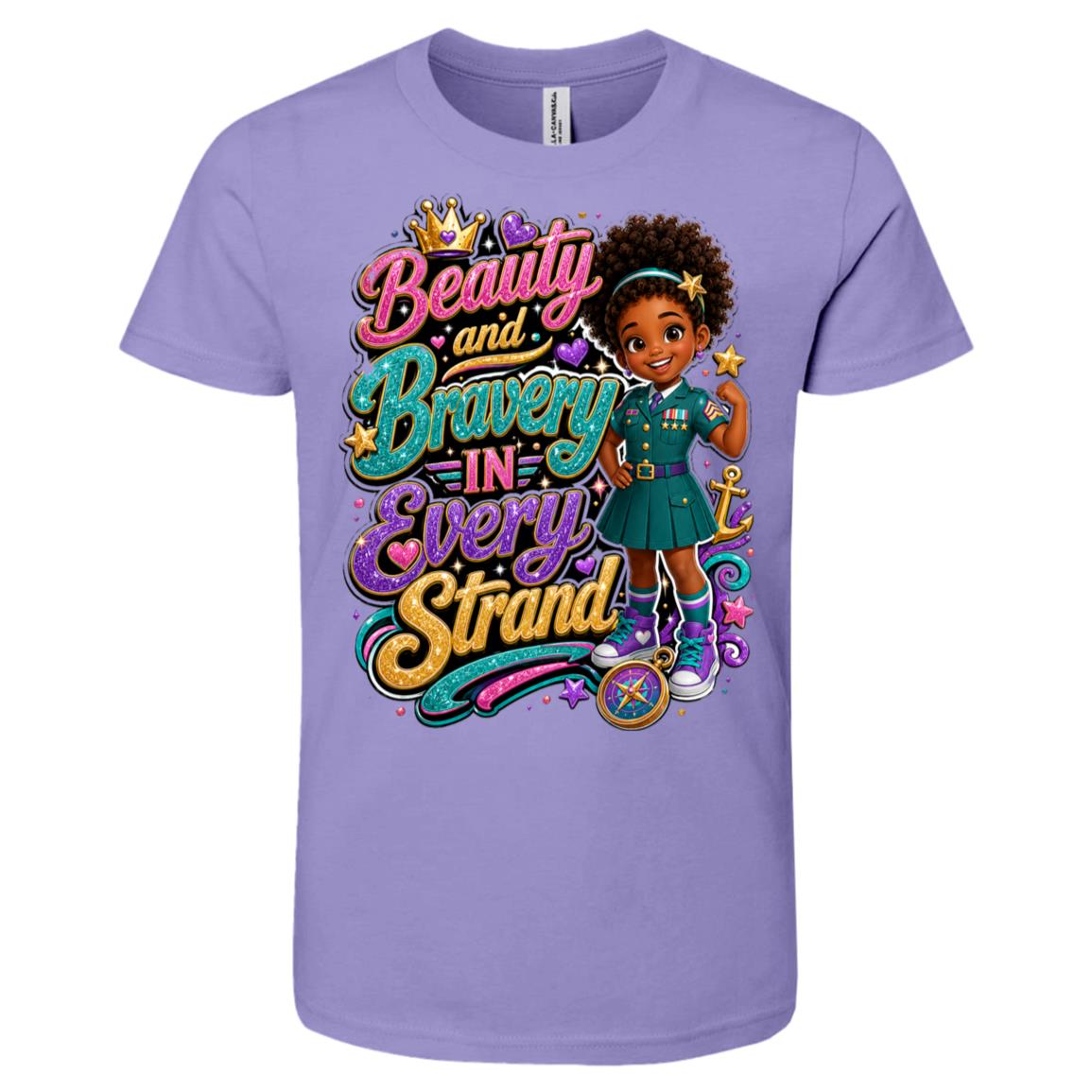 Marine career tee for girls Ages 6-9 with natural hair pride by Riley's Way