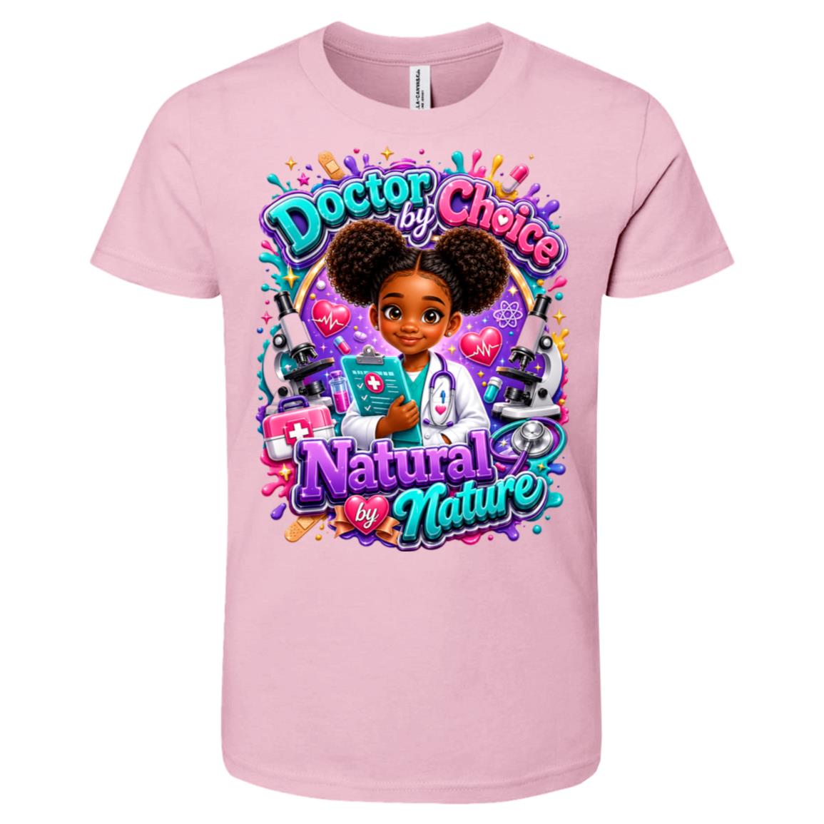 Doctor career tee for girls Ages 6-9 with natural hair pride by Riley's Way