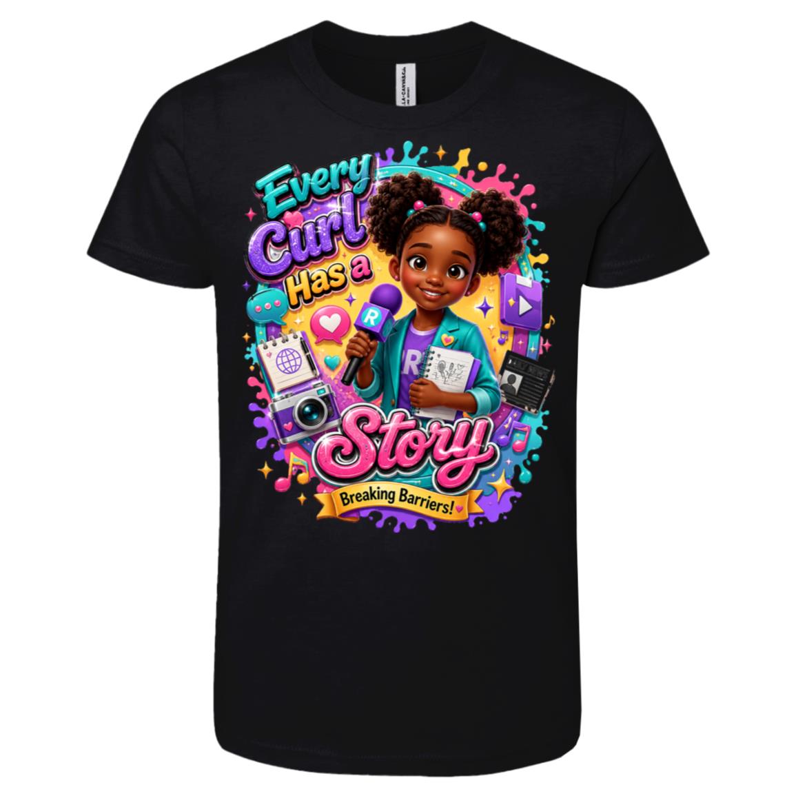 Journalist career tee for girls Ages 6-9 with natural hair pride by Riley's Way
