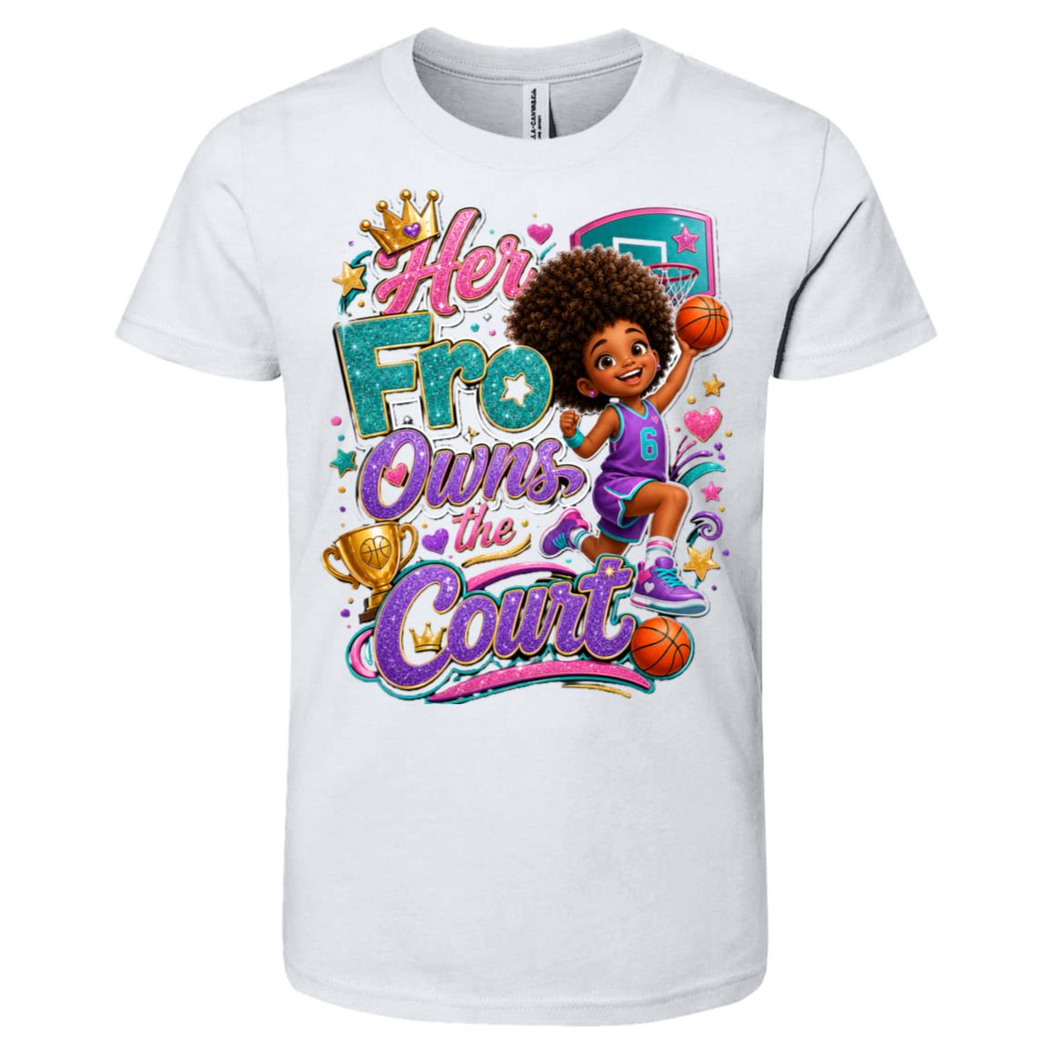 Basketball career tee for girls Ages 6-9 with natural hair pride by Riley's Way