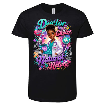 Doctor career tee for girls Ages 10-12 with natural hair pride by Riley's Way