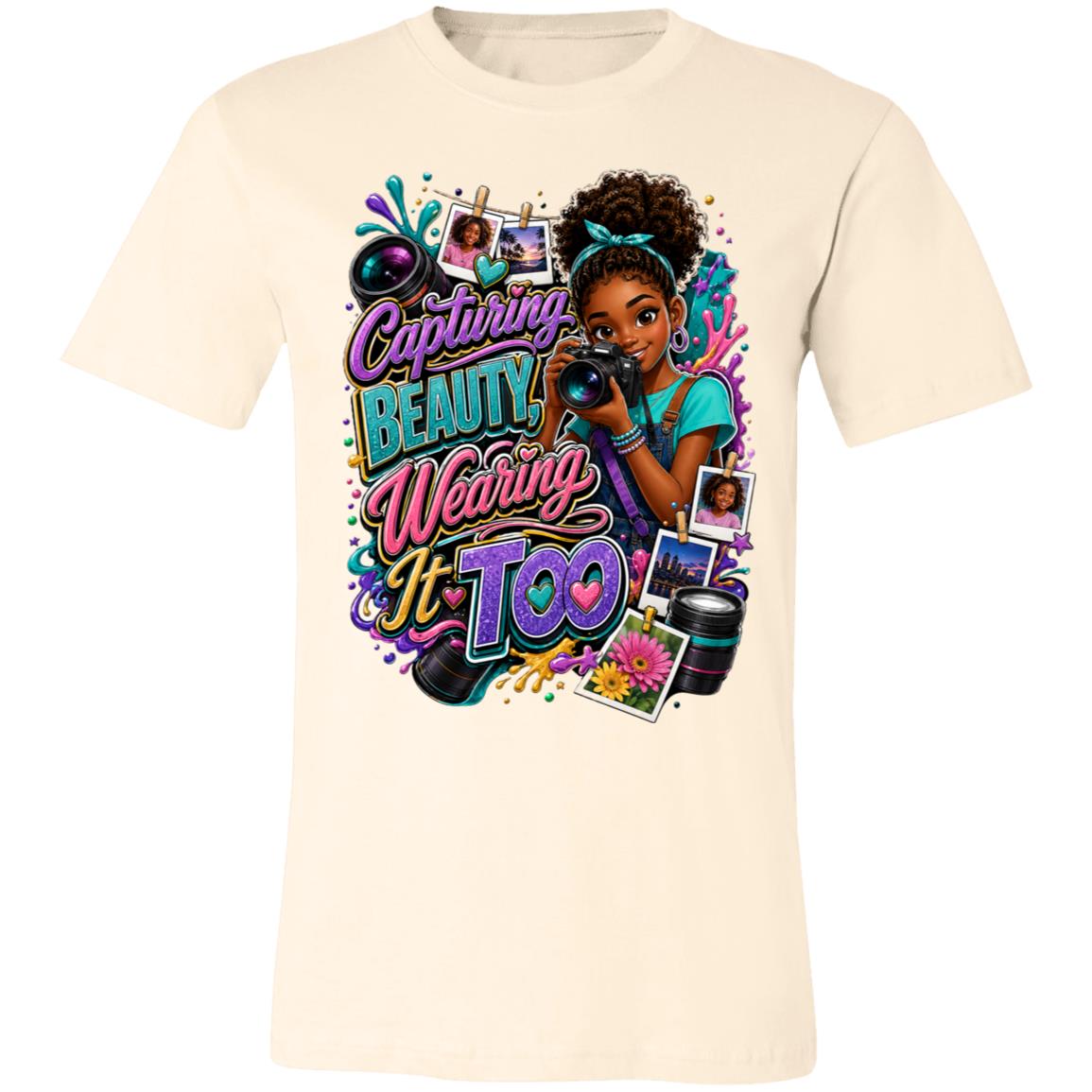 Photographer career tee for girls Ages 13-16 with natural hair pride by Riley's Way