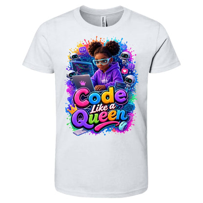 Coder career tee for girls Ages 10-12 with natural hair pride by Riley's Way