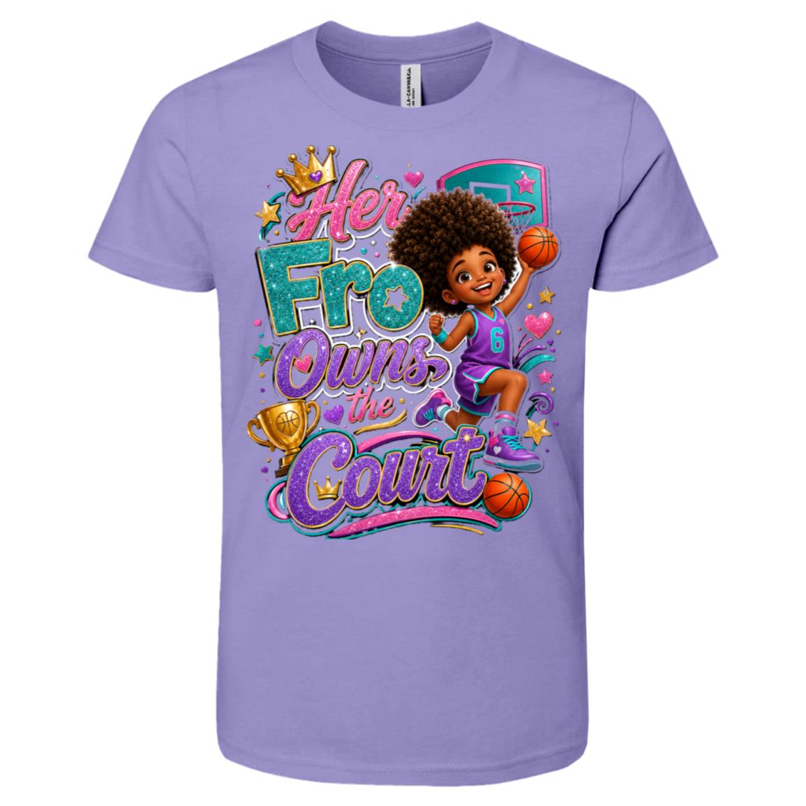 Basketball career tee for girls Ages 6-9 with natural hair pride by Riley's Way