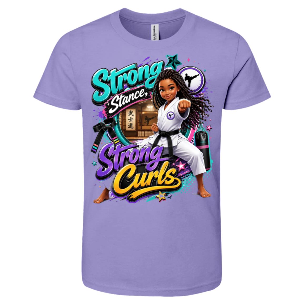 Karate career tee for girls Ages 10-12 with natural hair pride by Riley's Way