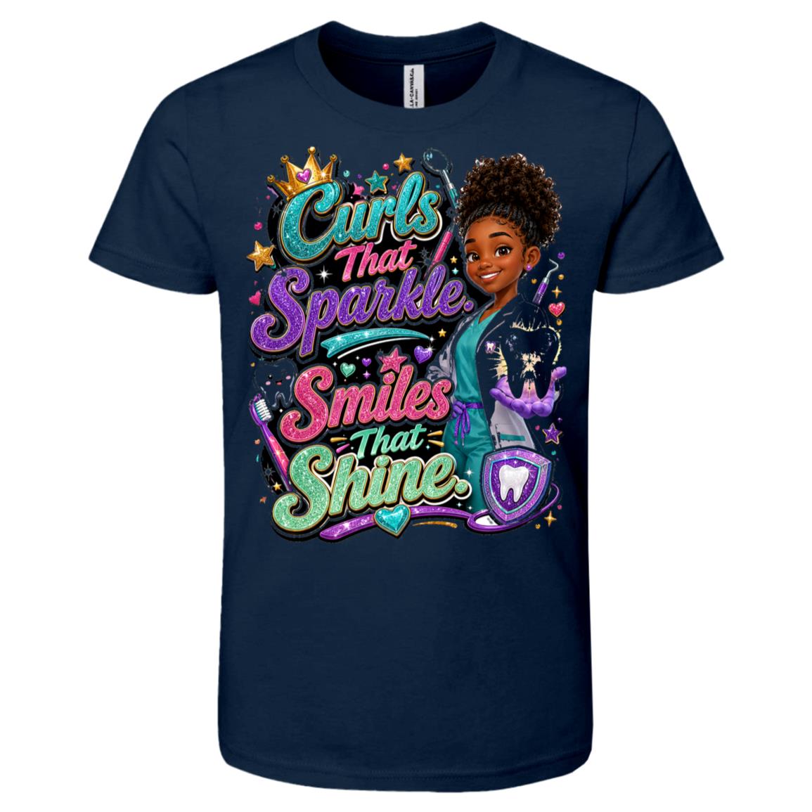 Dentist career tee for girls Ages 10-12 with natural hair pride by Riley's Way
