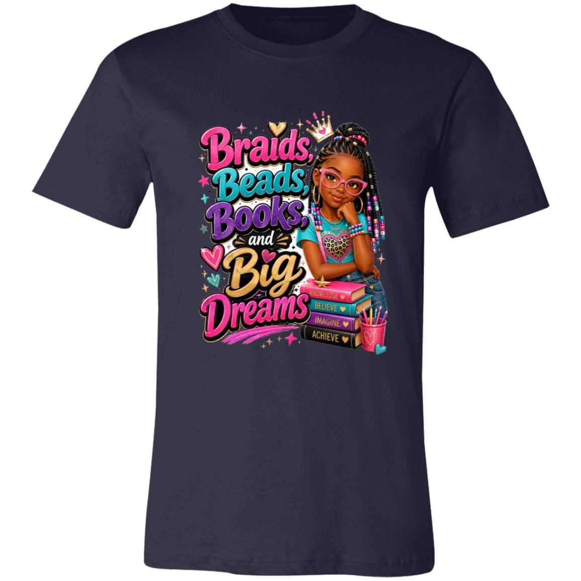 Braids, Beads, Books, and Big Dreams Riley's Way natural hair tee artwork