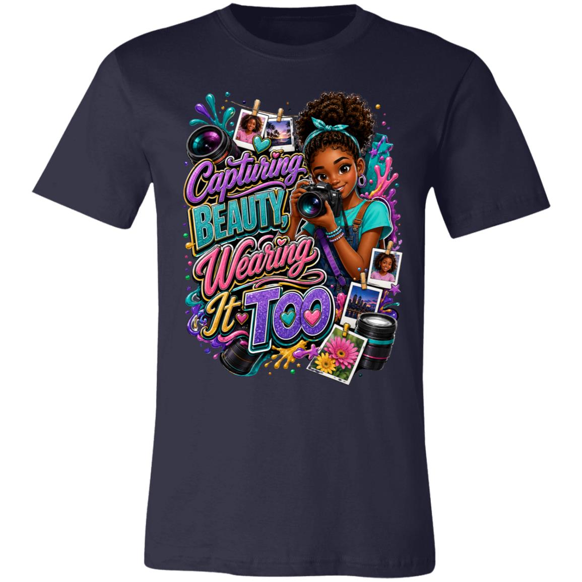 Photographer career tee for girls Ages 13-16 with natural hair pride by Riley's Way