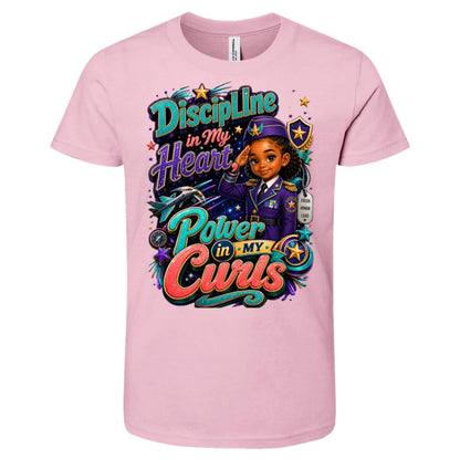 Army career tee for girls Ages 6-9 with natural hair pride by Riley's Way