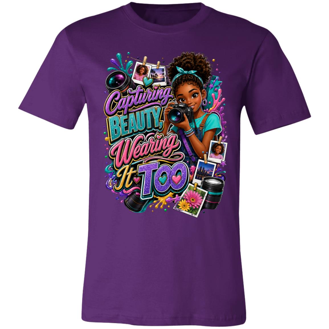 Photographer career tee for girls Ages 13-16 with natural hair pride by Riley's Way