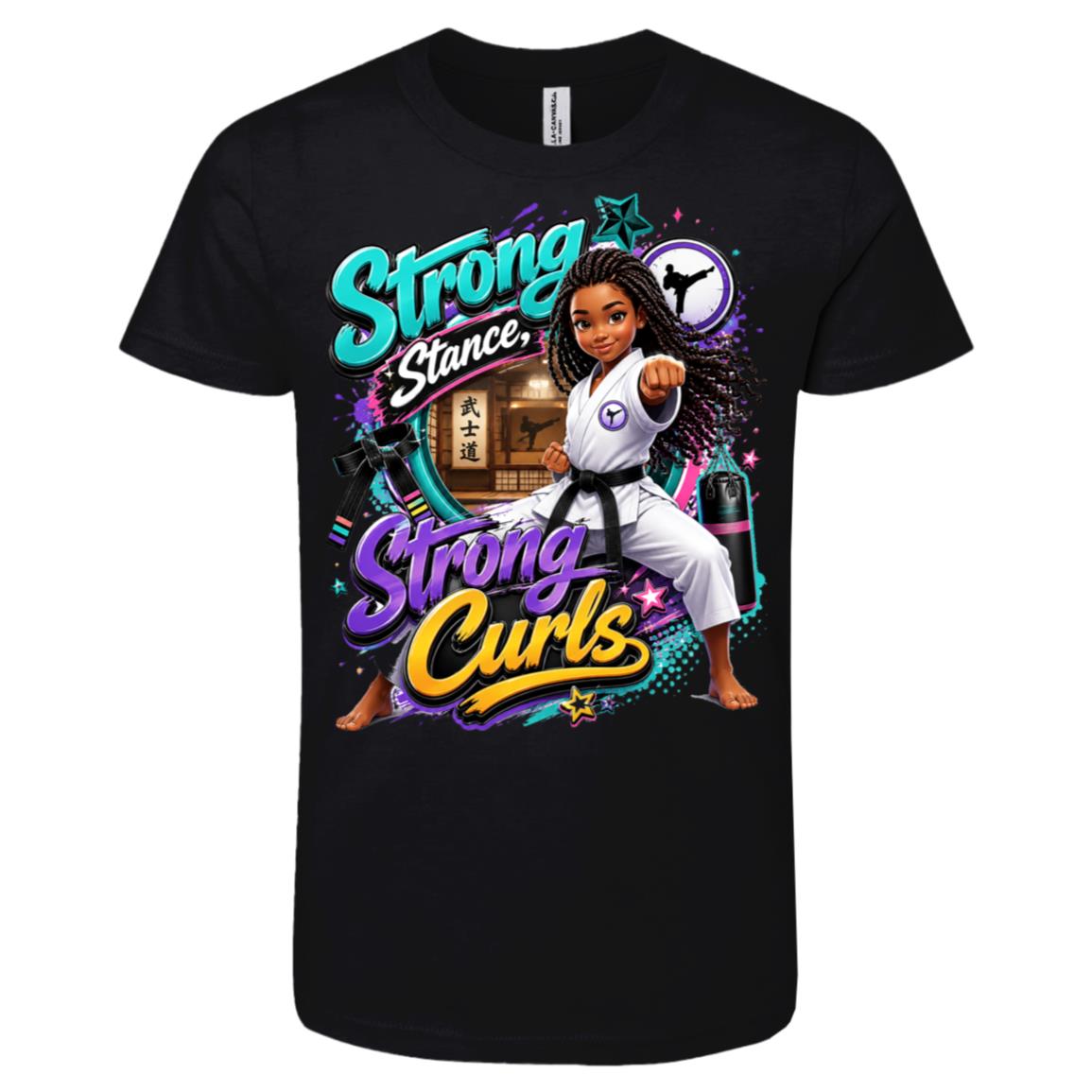 Karate career tee for girls Ages 10-12 with natural hair pride by Riley's Way