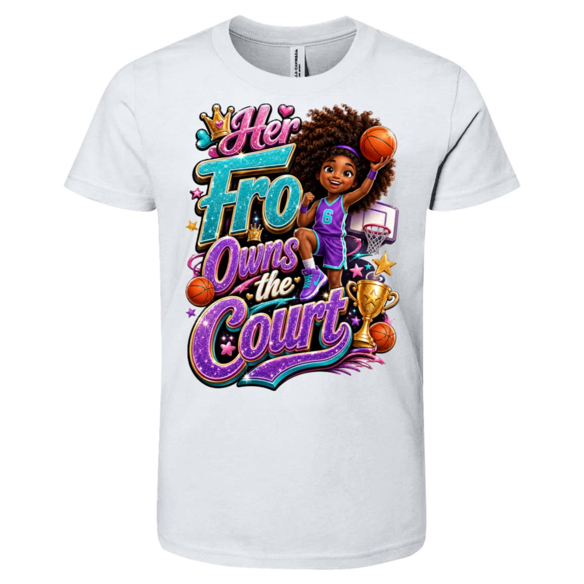Basketball career tee for girls Ages 10-12 with natural hair pride by Riley's Way