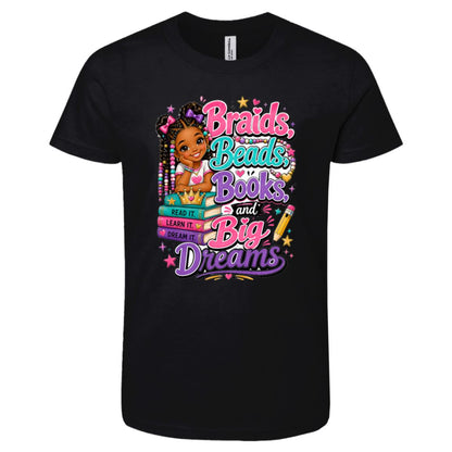Braids, Beads, Books, and Big Dreams Riley's Way natural hair tee artwork