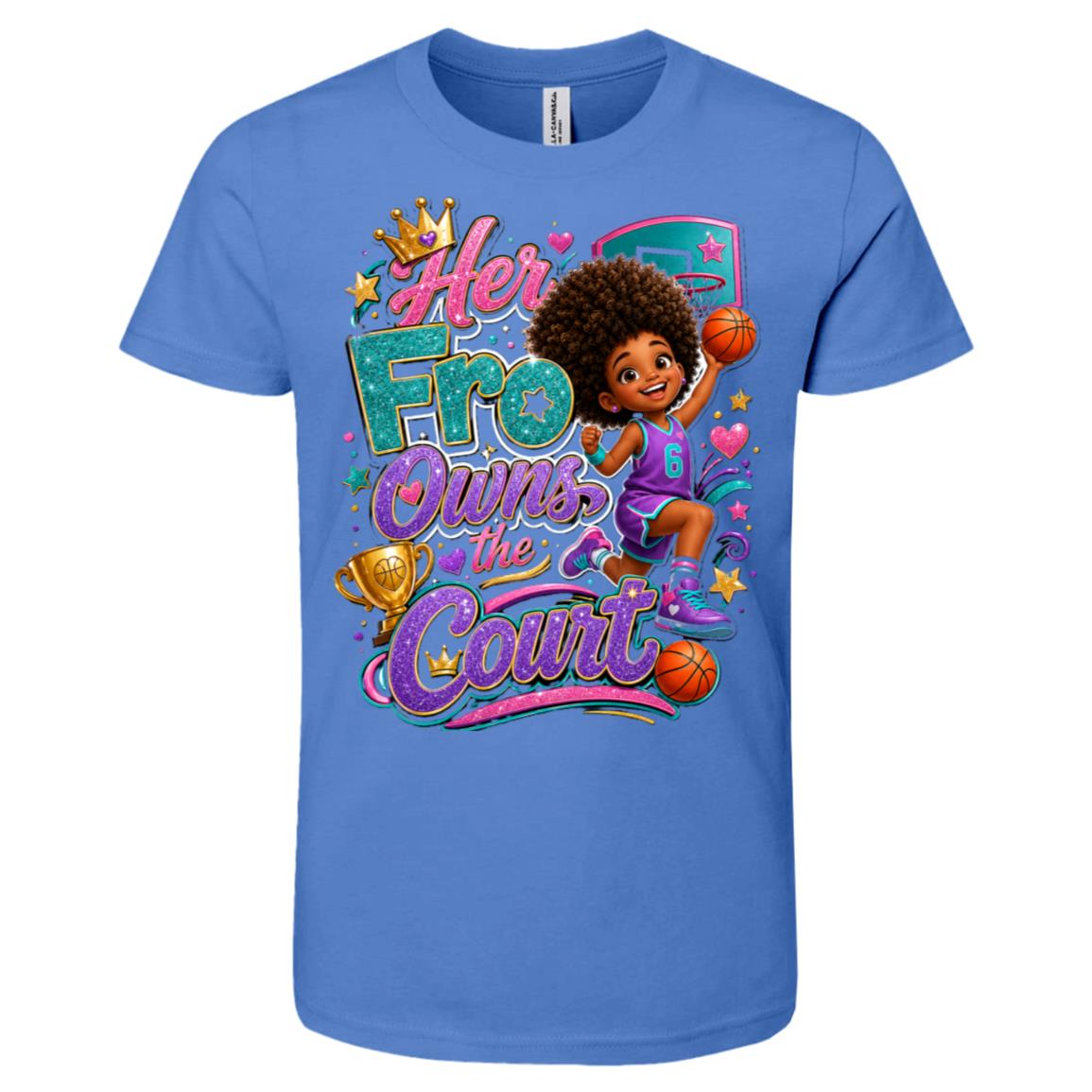 Basketball career tee for girls Ages 6-9 with natural hair pride by Riley's Way