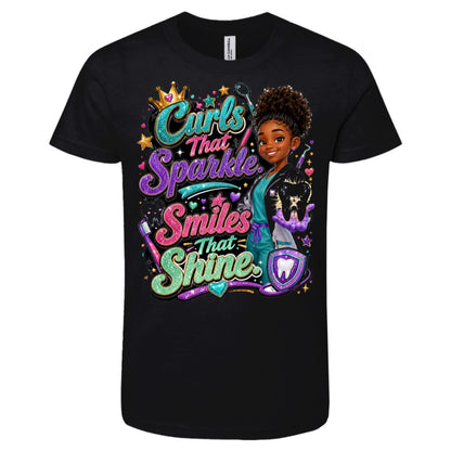 Dentist career tee for girls Ages 10-12 with natural hair pride by Riley's Way